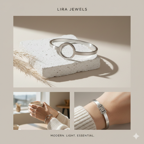 Lira Circle Cuff Bracelet – Silver Finish